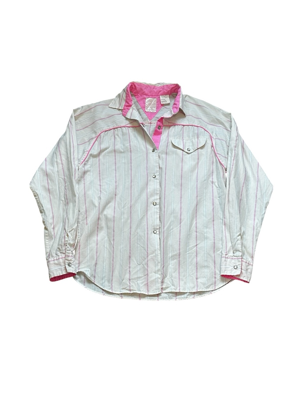 Vintage RAU Klikit Pearl Snap Western Shirt Pink Striped Cowgirl Ranch Wear